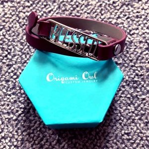 Origami Owl Mauve Leather Wrap Bracelet w/ Blessed